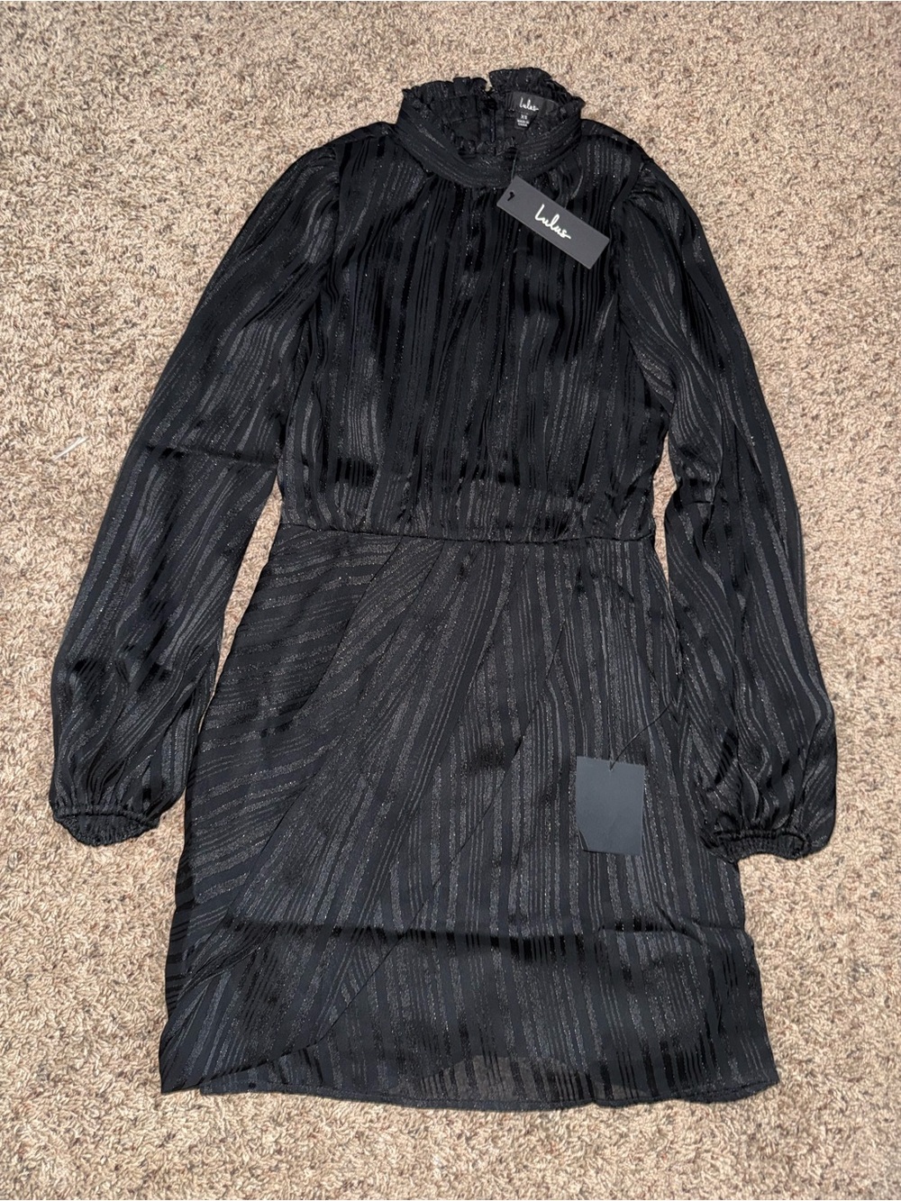 Cocktail Hour Chic Black Striped Long Sleeve Mini Dress